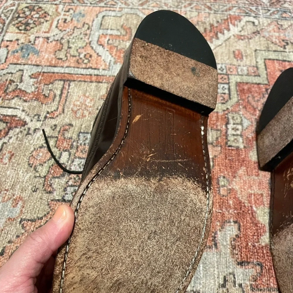 Vintage Florsheim Imperial Dark Brown Long Wing Sz 9D